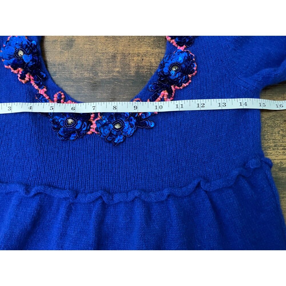 Free People floral sequined open back babydoll sweater - Picture 6 of 8